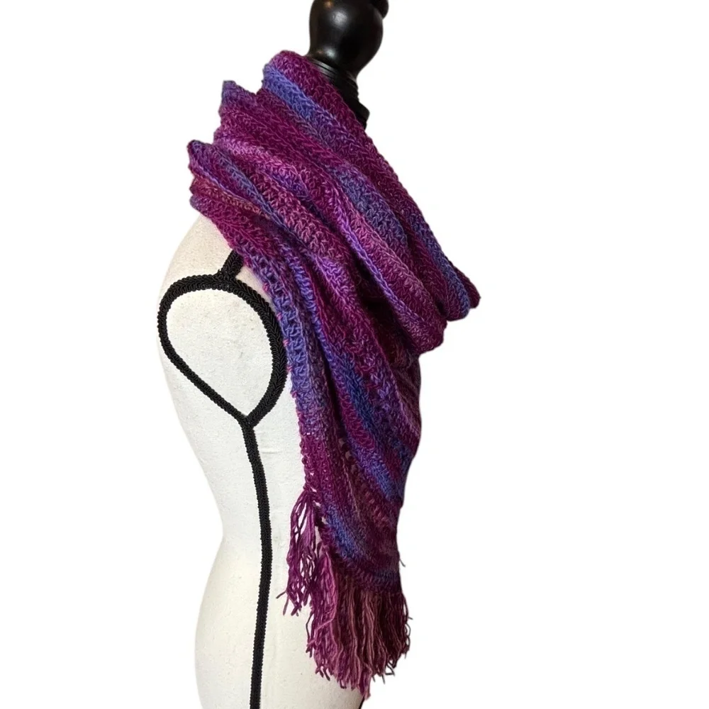 Handcrafted Crochet Hooded Cowl Scarf With Fringe New Handmade by Seller Knit
